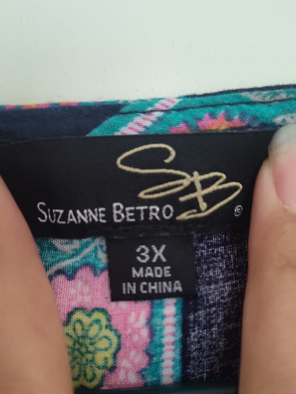 Suzanne Betro Teal, Navy & Yellow Floral Tunic - Picture 2 of 4